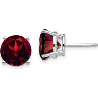 14K White Gold Garnet Round Stud Earrings - 3.00 Carat Total Gem Weight by Monteluci Fine Jewelry