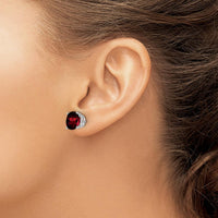 14K White Gold Garnet Round Stud Earrings - 3.00 Carat Total Gem Weight by Monteluci Fine Jewelry