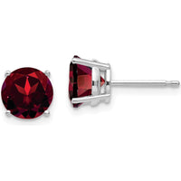 14K White Gold Garnet Stud Earrings with Faceted Round Stones - 1.6 Carat Total Gem Weight by Monteluci Fine Jewelry