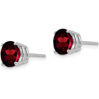 14K White Gold Garnet Stud Earrings with Faceted Round Stones - 1.6 Carat Total Gem Weight by Monteluci Fine Jewelry
