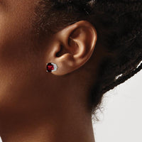 14K White Gold Garnet Stud Earrings with Faceted Round Stones - 1.6 Carat Total Gem Weight by Monteluci Fine Jewelry