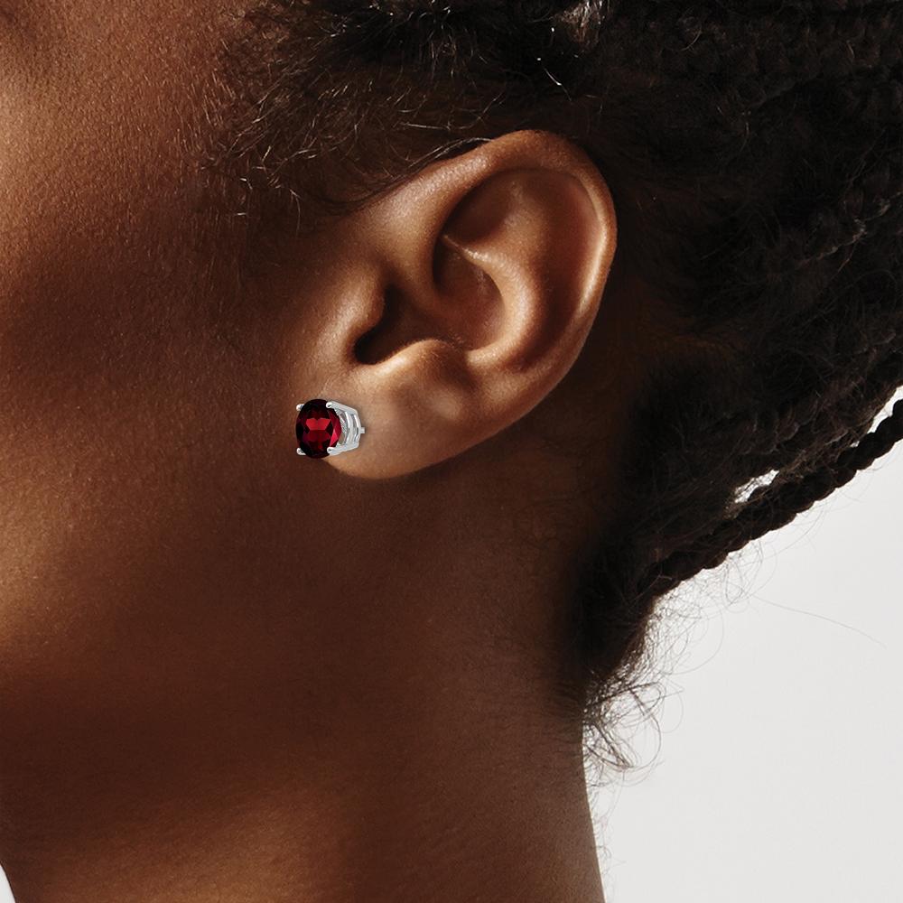 14K White Gold Garnet Stud Earrings with Faceted Round Stones - 1.6 Carat Total Gem Weight by Monteluci Fine Jewelry