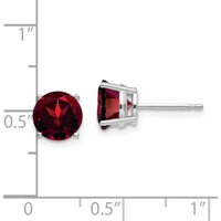 14K White Gold Garnet Stud Earrings with Faceted Round Stones - 1.6 Carat Total Gem Weight by Monteluci Fine Jewelry