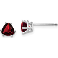 14K White Gold Garnet Trillion Stud Earrings - 0.55 Carat Total Gem Weight by Monteluci Fine Jewelry