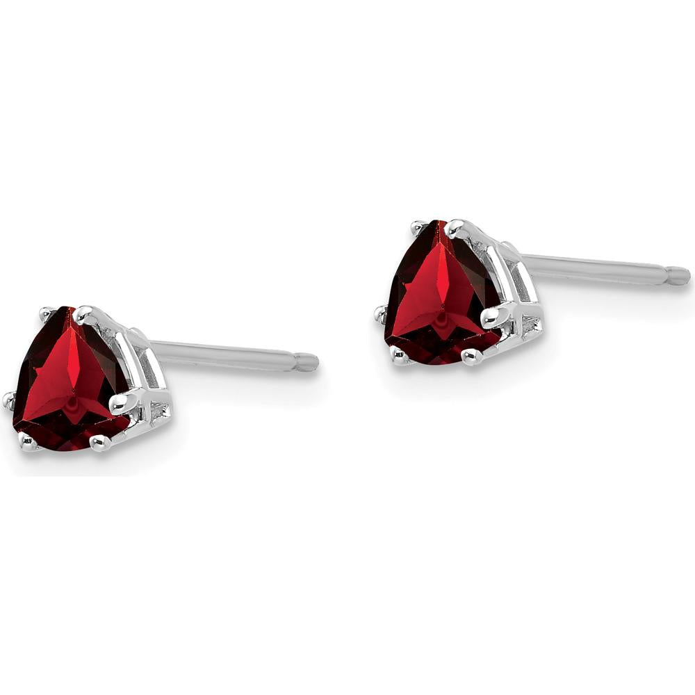 14K White Gold Garnet Trillion Stud Earrings - 0.55 Carat Total Gem Weight by Monteluci Fine Jewelry