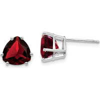 14K White Gold Garnet Trillion Stud Earrings - 1.80 Carat Total Garnet Weight by Monteluci Fine Jewelry