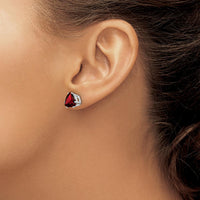 14K White Gold Garnet Trillion Stud Earrings - 1.80 Carat Total Garnet Weight by Monteluci Fine Jewelry