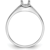 14K White Gold Gemstone Ring Mounting for 6x4mm Oval Stone - Rhodium Plated Polished Finish by Monteluci Fine Jewelry