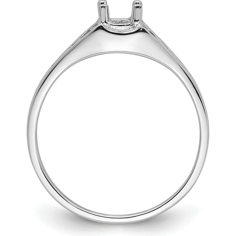 14K White Gold Gemstone Ring Mounting for 6x4mm Oval Stone - Rhodium Plated Polished Finish by Monteluci Fine Jewelry