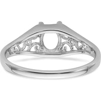 14K White Gold Gemstone Ring Mounting for 6x4mm Oval Stone - Rhodium Plated Polished Finish by Monteluci Fine Jewelry