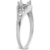 14K White Gold Gemstone Ring Mounting for 6x4mm Oval Stone - Rhodium Plated Polished Finish by Monteluci Fine Jewelry