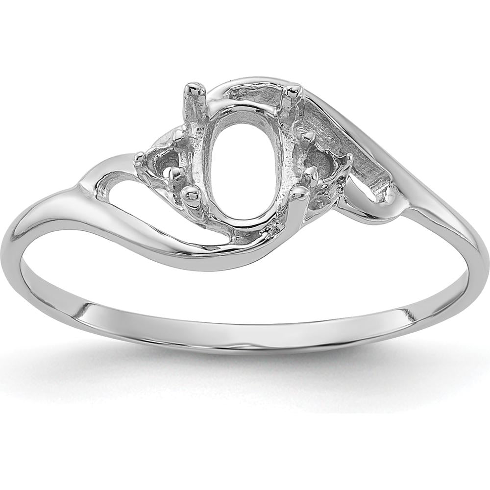 14K White Gold Gemstone Ring Mounting with Polished Finish - Customizable Design by Monteluci Fine Jewelry