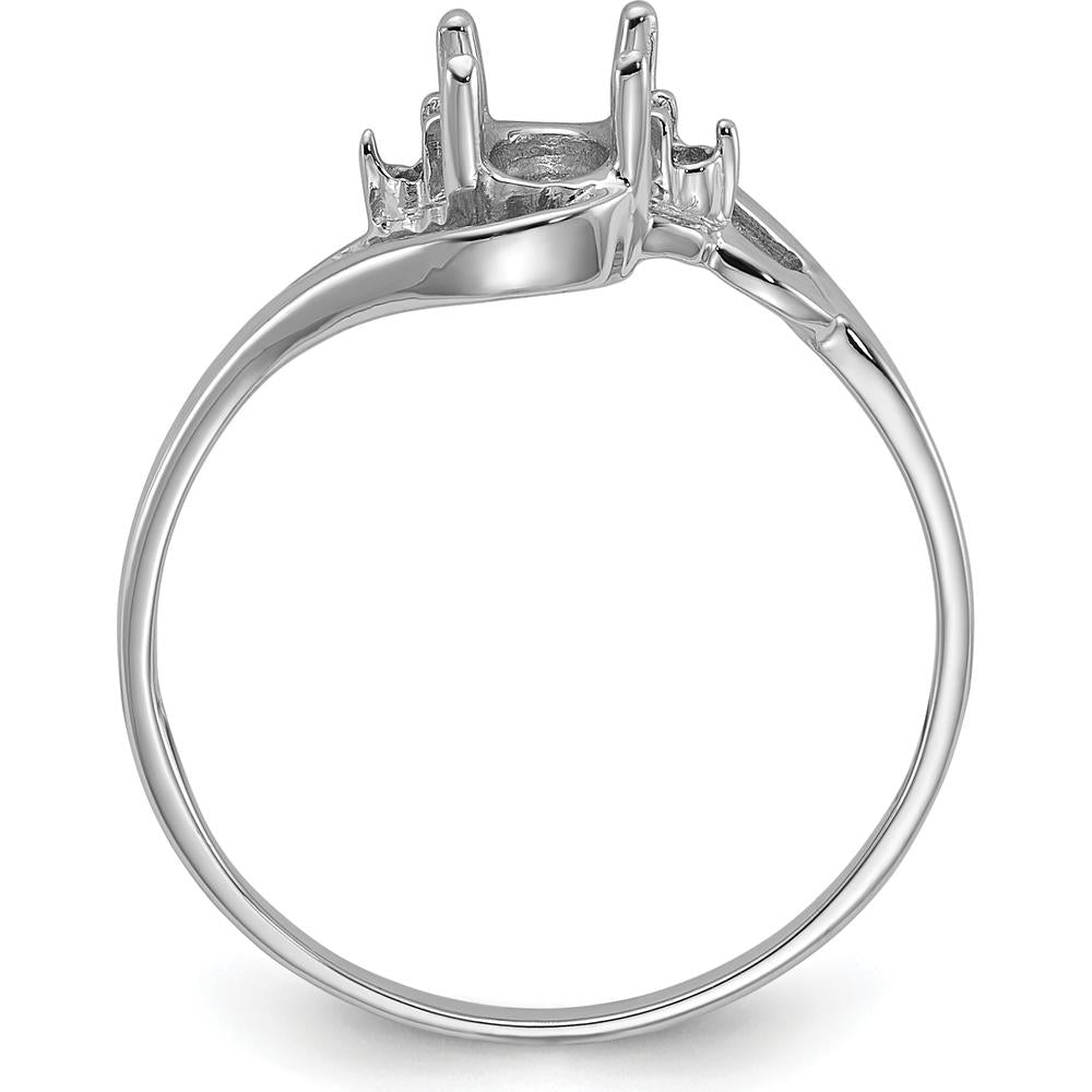 14K White Gold Gemstone Ring Mounting with Polished Finish - Customizable Design by Monteluci Fine Jewelry