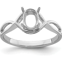 14K White Gold Gemstone Ring Mounting with Rhodium Plating - 9mm Top Length by Monteluci Fine Jewelry