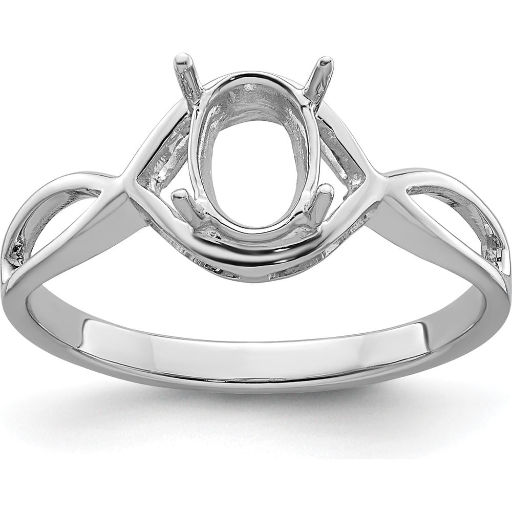 14K White Gold Gemstone Ring Mounting with Rhodium Plating - 9mm Top Length by Monteluci Fine Jewelry