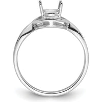 14K White Gold Gemstone Ring Mounting with Rhodium Plating - 9mm Top Length by Monteluci Fine Jewelry
