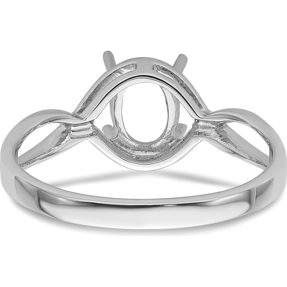 14K White Gold Gemstone Ring Mounting with Rhodium Plating - 9mm Top Length by Monteluci Fine Jewelry