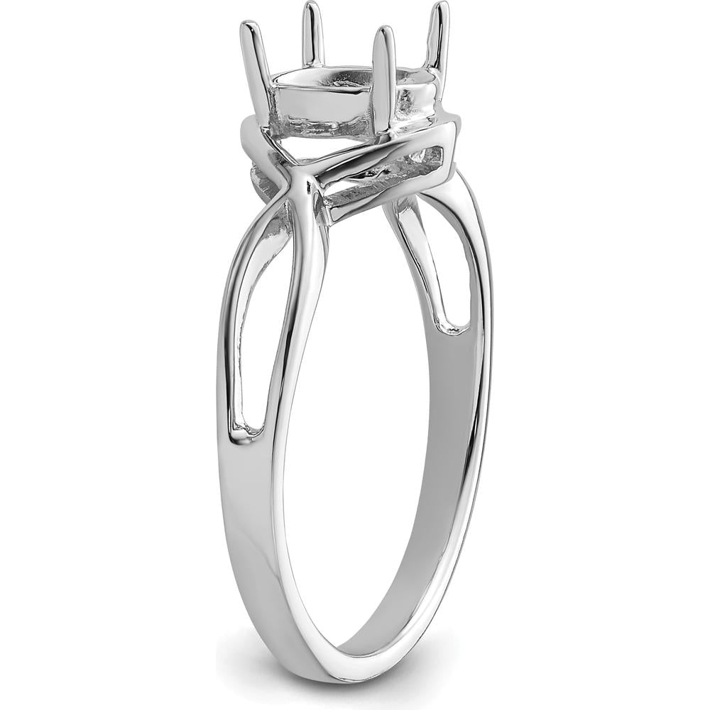 14K White Gold Gemstone Ring Mounting with Rhodium Plating - 9mm Top Length by Monteluci Fine Jewelry
