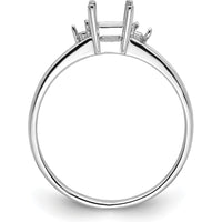 14K White Gold Gemstone Ring Mounting with Rhodium Plating for 6x4mm Emerald-Cut Stone by Monteluci Fine Jewelry