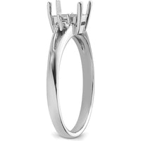 14K White Gold Gemstone Ring Mounting with Rhodium Plating for 6x4mm Emerald-Cut Stone by Monteluci Fine Jewelry