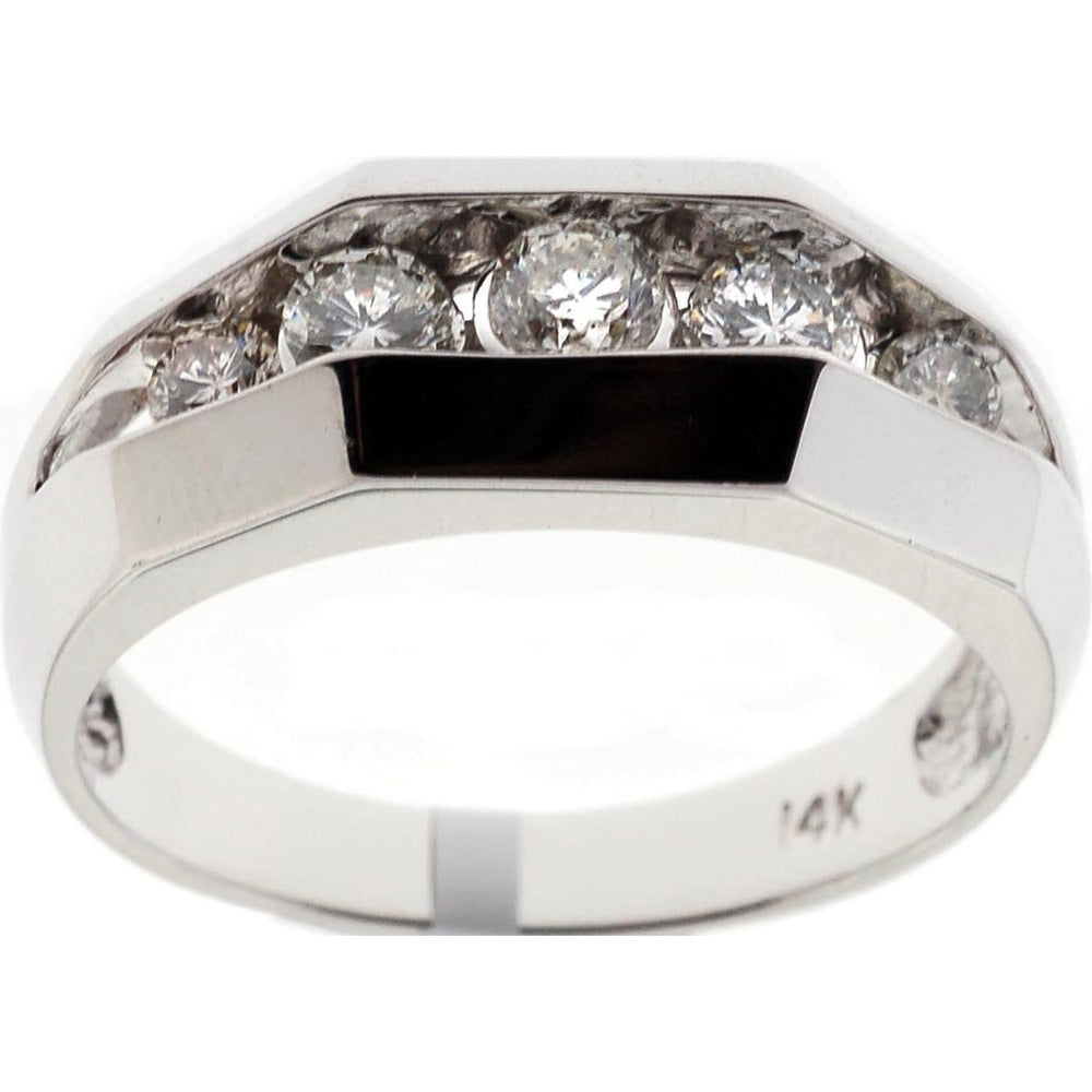 14K White Gold Gents Ring with Channel-Set Round Diamonds - 0.44 Carat Total Diamond Weight by Auriventus