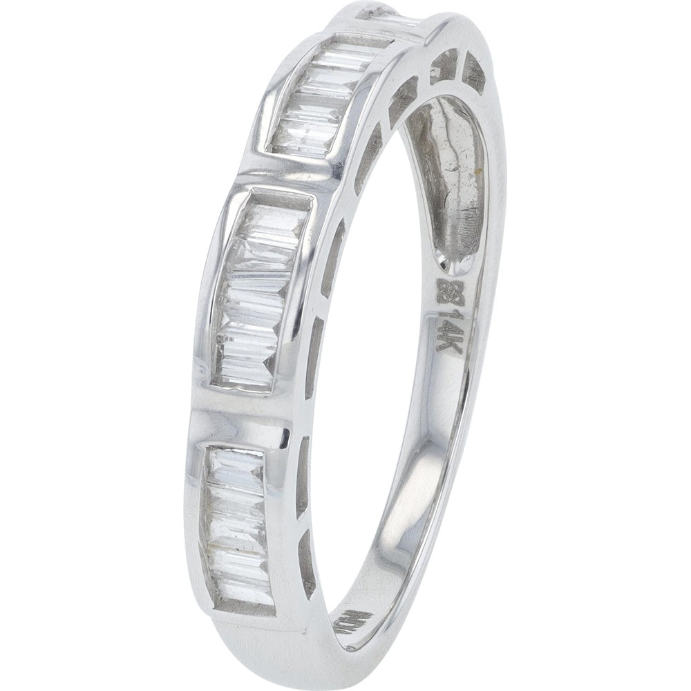 14K White Gold Geometric Band with Channel-Set Baguette Lab Grown Diamonds - 0.25 Carat Total Diamond Weight