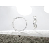 14K White Gold Geometric Bezel-Set Emerald Cut Diamond Hoop Earrings - 0.52 Carat Total Diamond Weight - Royal Jewelry