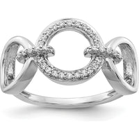 14K White Gold Geometric Circle Ring with Pavé Set Round Diamonds - 0.15 Carat Total Diamond Weight by 0