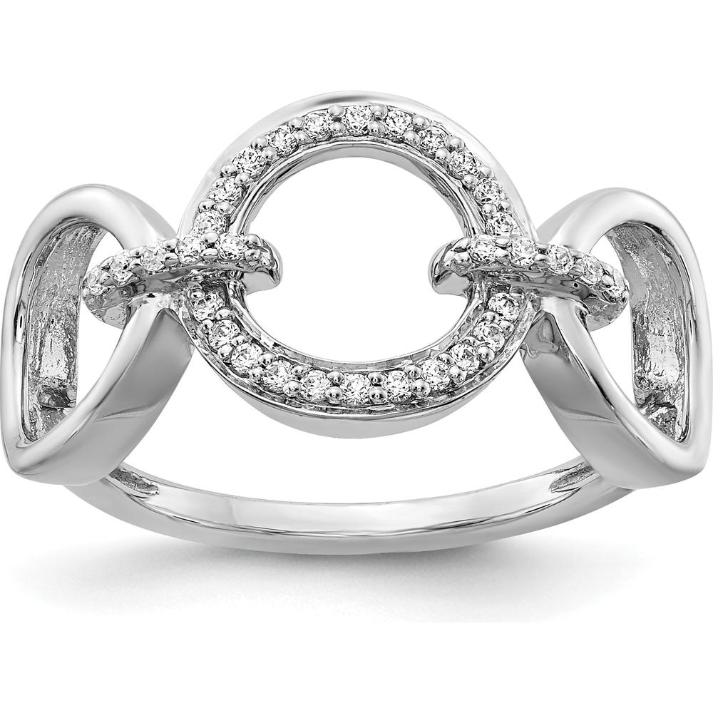 14K White Gold Geometric Circle Ring with Pavé Set Round Diamonds - 0.15 Carat Total Diamond Weight by 0