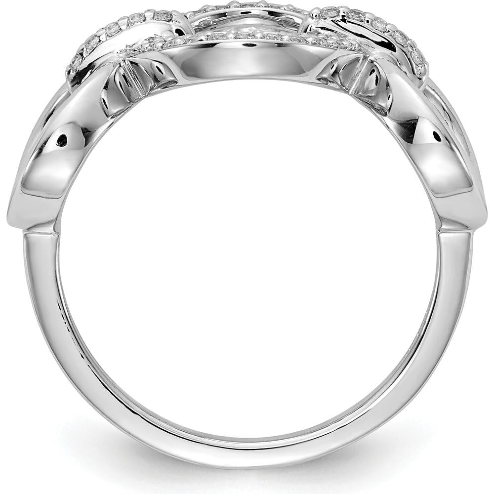 14K White Gold Geometric Circle Ring with Pavé Set Round Diamonds - 0.15 Carat Total Diamond Weight by 0