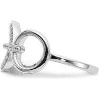 14K White Gold Geometric Circle Ring with Pavé Set Round Diamonds - 0.15 Carat Total Diamond Weight by 0