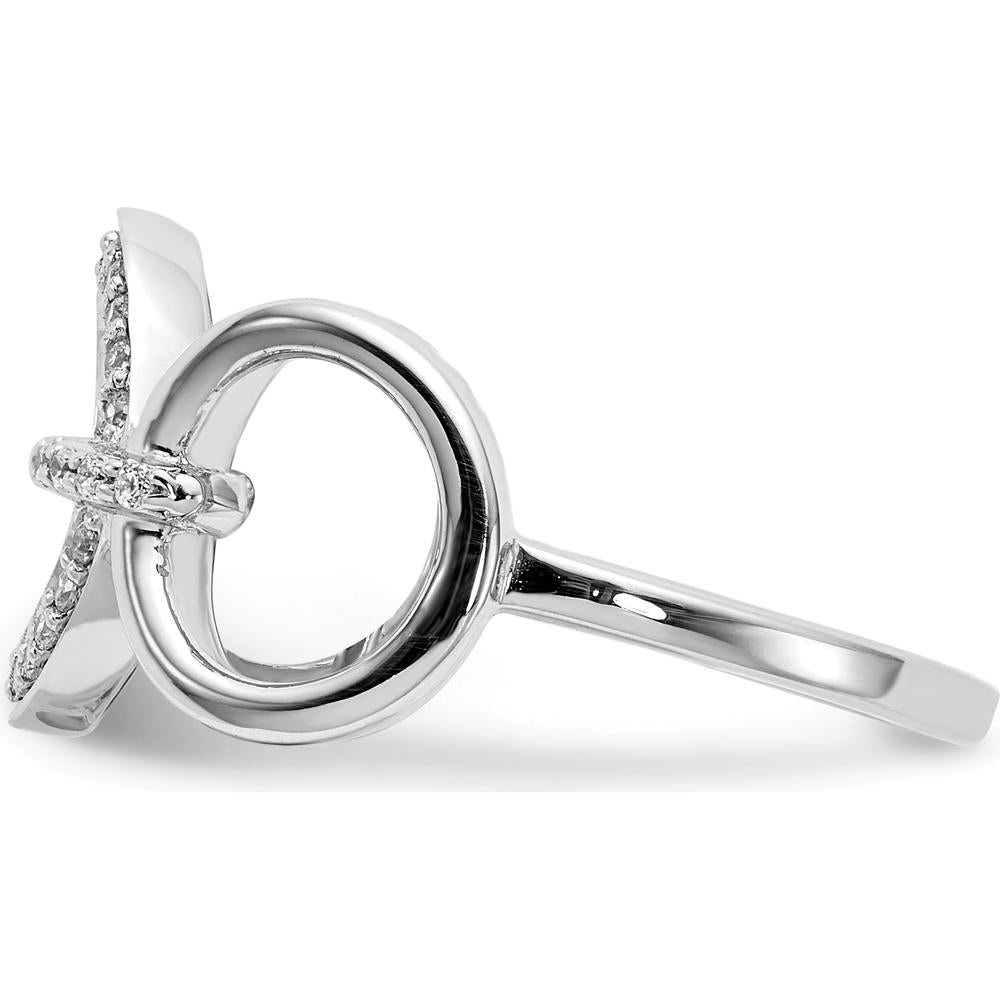 14K White Gold Geometric Circle Ring with Pavé Set Round Diamonds - 0.15 Carat Total Diamond Weight by 0