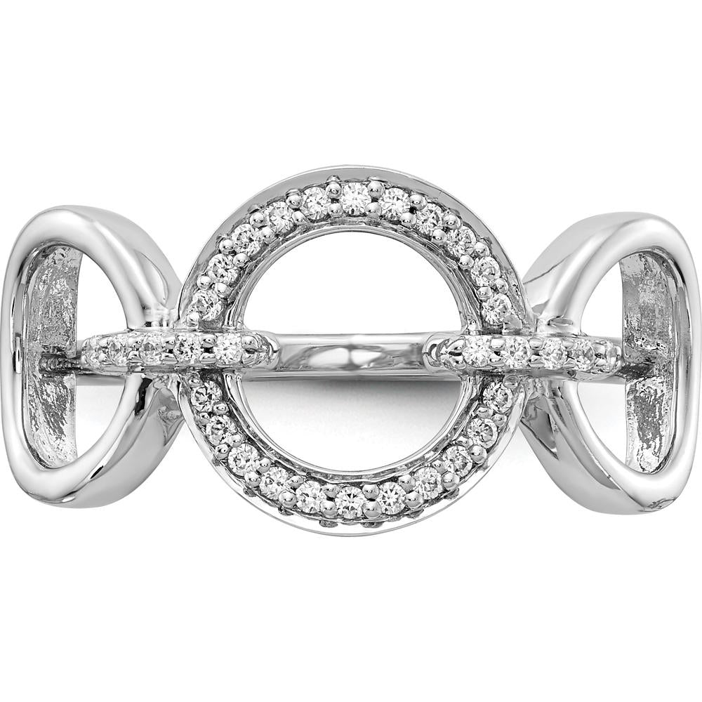 14K White Gold Geometric Circle Ring with Pavé Set Round Diamonds - 0.15 Carat Total Diamond Weight by 0