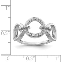 14K White Gold Geometric Circle Ring with Pavé Set Round Diamonds - 0.15 Carat Total Diamond Weight by 0