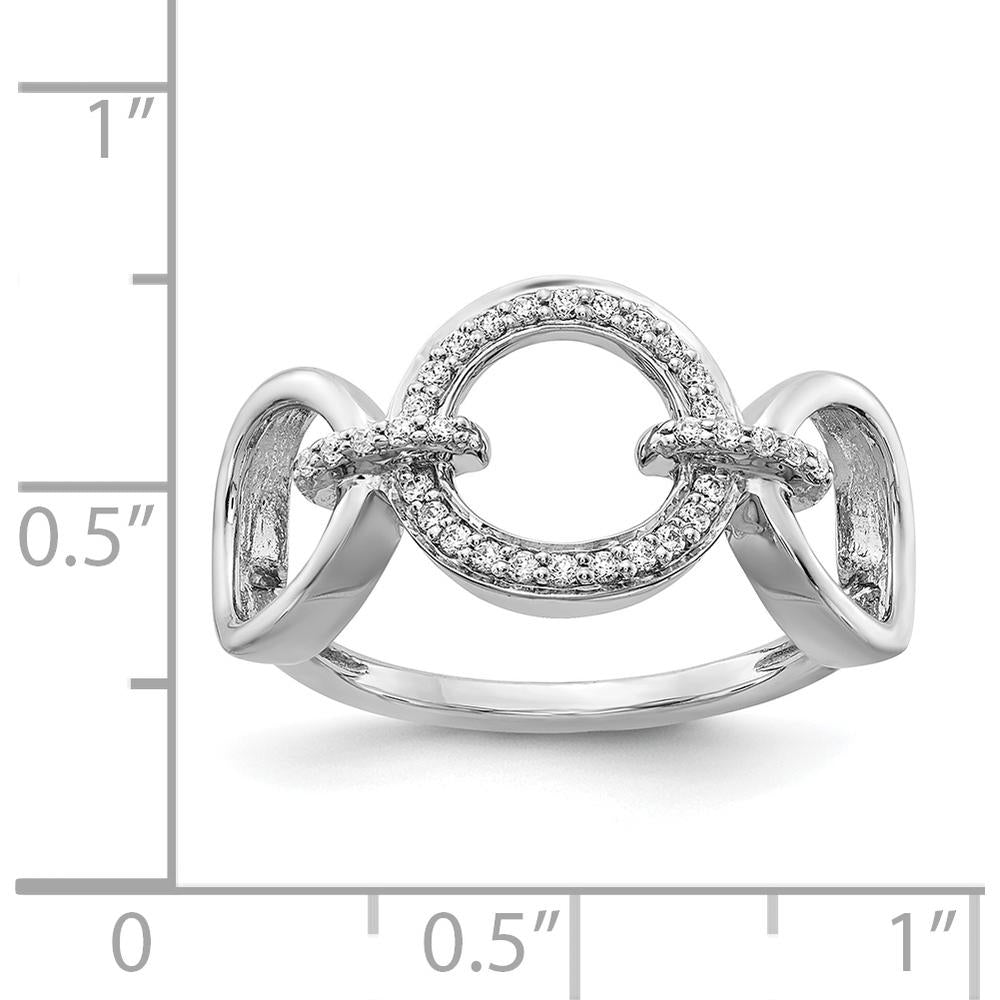 14K White Gold Geometric Circle Ring with Pavé Set Round Diamonds - 0.15 Carat Total Diamond Weight by 0