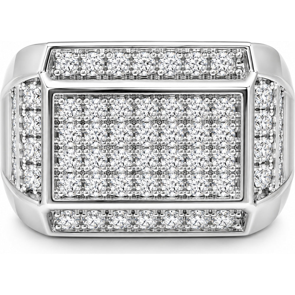 14K White Gold Geometric Cluster Ring with Pave Set Round Lab Grown Diamonds - 0.81 Carat Total Diamond Weight by Auriventus