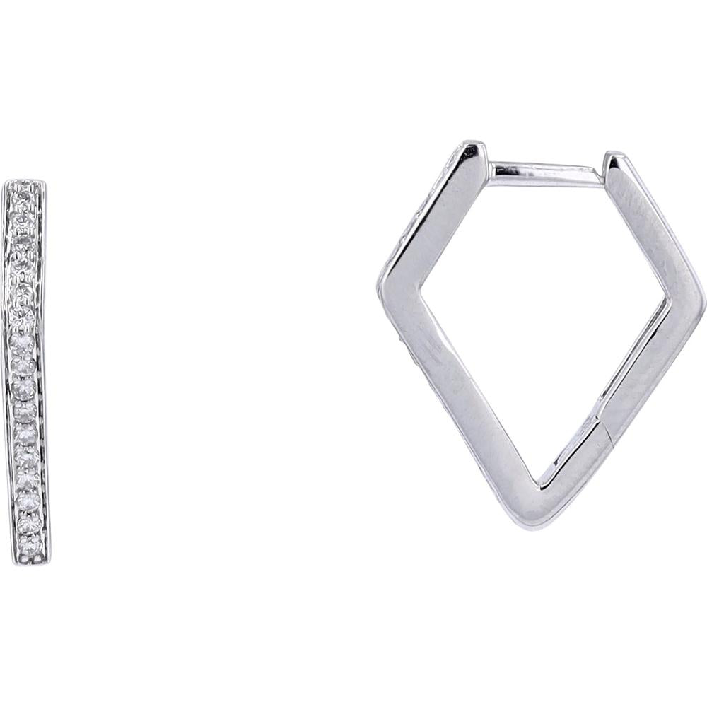 14K White Gold Geometric Diamond Earrings with 0.20 Carat Total Diamond Weight