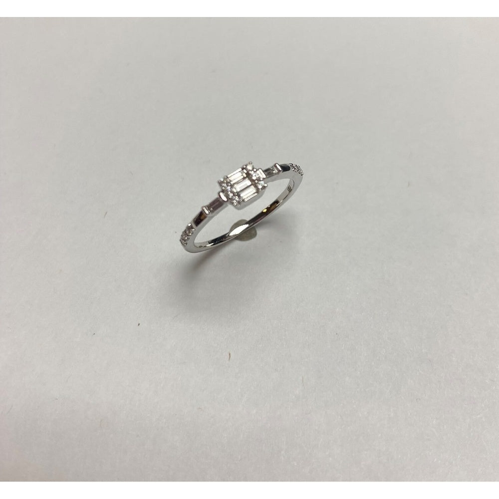 14K White Gold Geometric Fashion Ring with Baguette and Round Diamonds - 0.29 Carat Total Diamond Weight by Auriventus