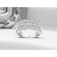 14K White Gold Geometric Honeycomb Band with Prong-Set Round Diamonds - 0.25 Carat Total Diamond Weight - Royal Jewelry