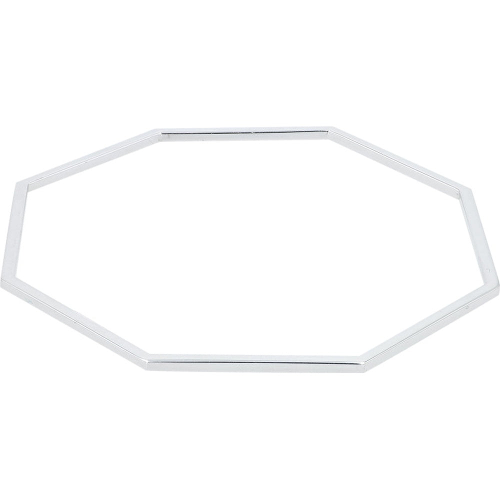 14K White Gold Geometric Octagon Hinged Bangle Bracelet - 8.5 Inch Length