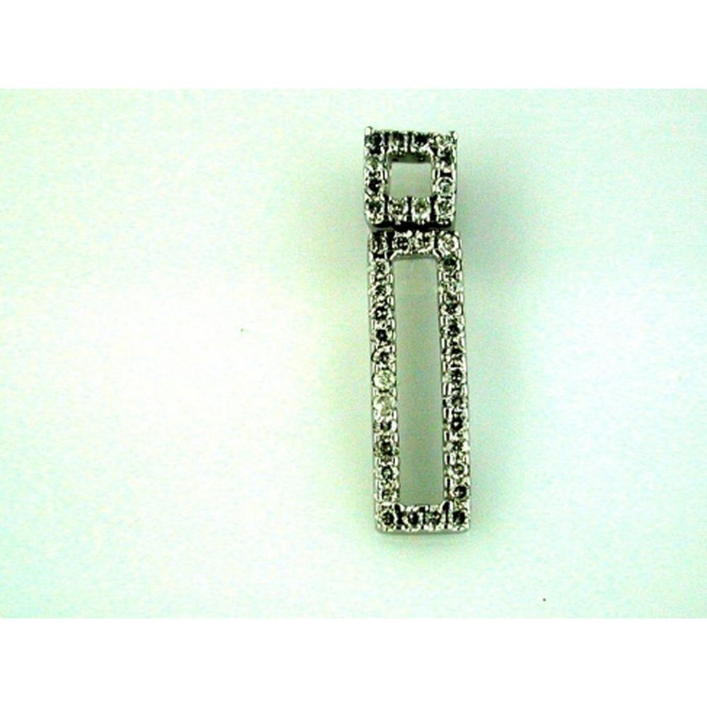 14K White Gold Geometric Open-Frame Pendant with Round Diamond Border - 0.25 Carat Total Diamond Weight - Royal Jewelry