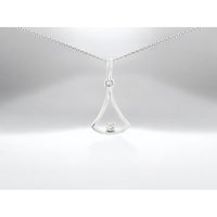 14K White Gold Geometric Open Silhouette Pendant with Bar-Set Square Diamond - 0.022 Carat Total Diamond Weight - Royal Jewelry