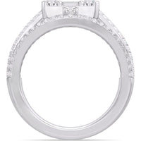 14K White Gold Geometric Openwork Fashion Ring with Channel-Set Baguette and Prong-Set Round Diamonds - 2.11 Carat Total Diamond Weight by Auriventus