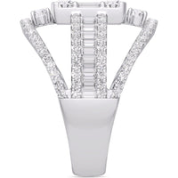 14K White Gold Geometric Openwork Fashion Ring with Channel-Set Baguette and Prong-Set Round Diamonds - 2.11 Carat Total Diamond Weight by Auriventus