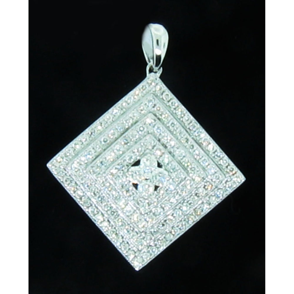 14K White Gold Geometric Pendant with Pavé Set Round Diamonds - 0.97 Carat Total Diamond Weight by Auriventus
