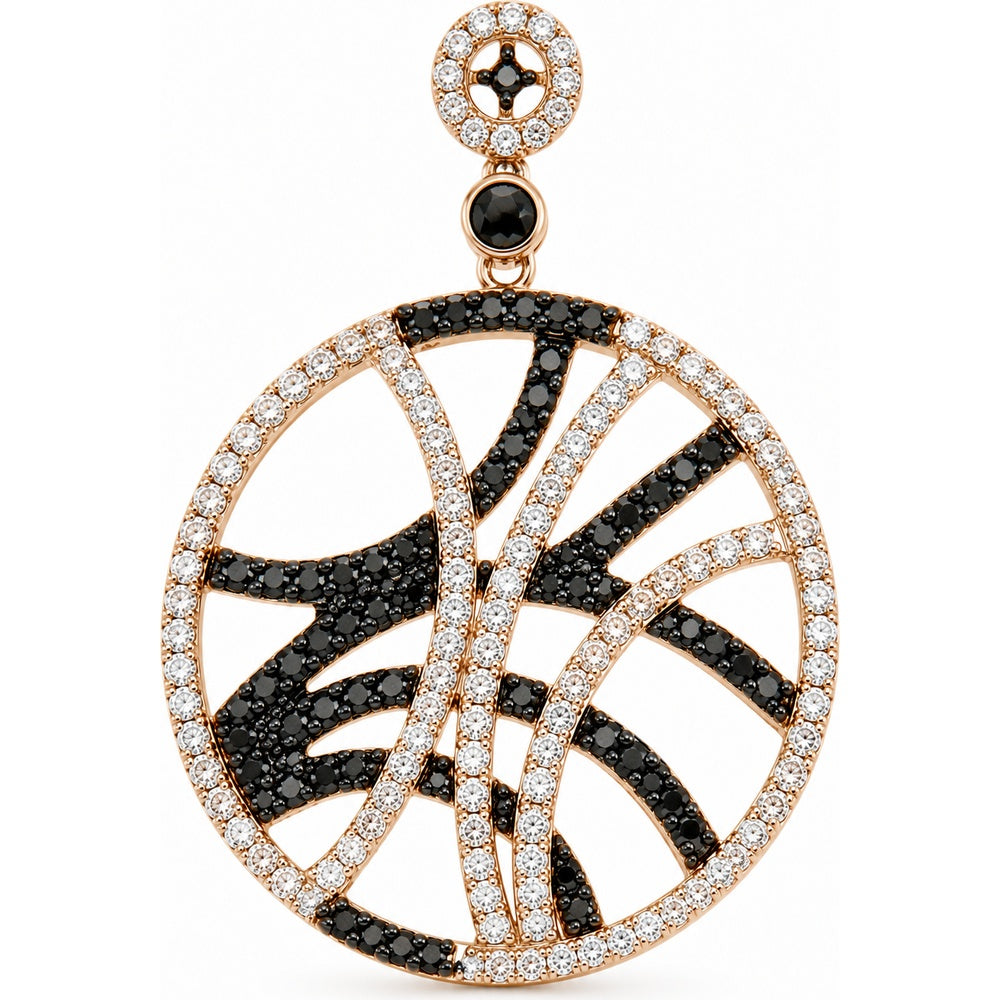 14K White Gold Geometric Pendant with Prong-Set Round White and Black Diamonds - 0.92 Carat Total Diamond Weight by Auriventus