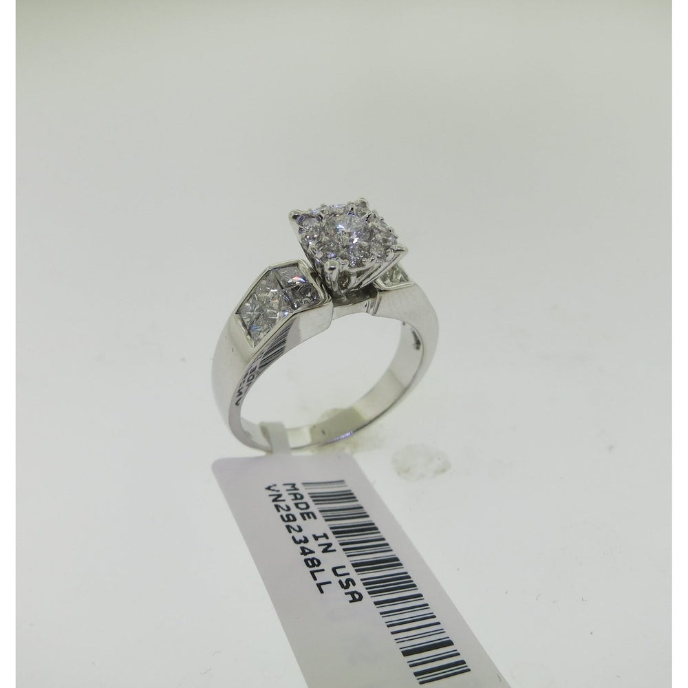 14K White Gold Geometric Semi-Mount Ring with Channel-Set Round Diamonds - 1.44 Carat Total Diamond Weight by Auriventus