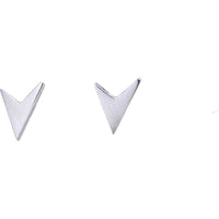 14K White Gold Geometric ‘V’ Stud Earrings