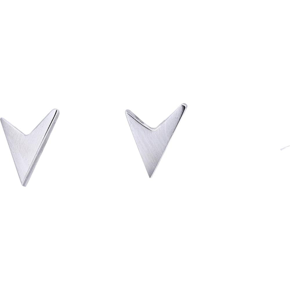 14K White Gold Geometric ‘V’ Stud Earrings