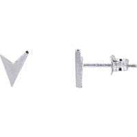 14K White Gold Geometric ‘V’ Stud Earrings